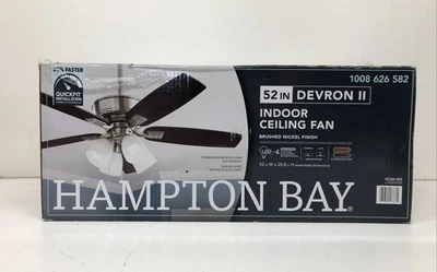 Hampton Bay Devron II 52 in. Indoor Brushed Ceiling Fan with Light Kit New - Image 1 of 3
