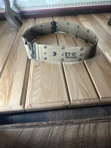 WWII US Army USMC Pistol Ammo Belt Web w/ Eyelets RM Co 1942 Early Vintage - Picture 1 of 10