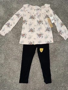 Camicia manica lunga floreale bambina Ever & Ever Cat & Jack leggings neri 3T - Foto 1 di 5