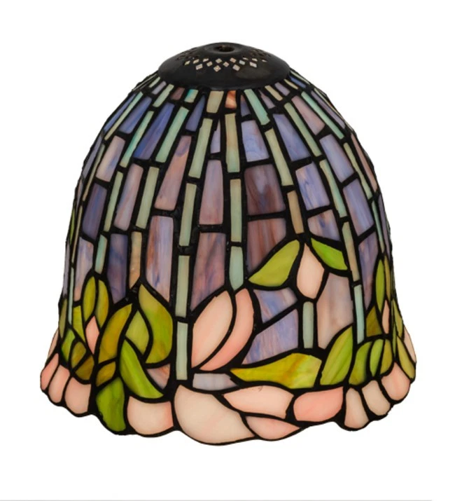 Meyda Tiffany 10535 Tiffany Flowering Lotus 7" Tall Lamp Shade - Pink / Purple / - Image 1 of 1