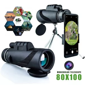 HD Portable Telescope Monocular For Travel Low Light Vision+ Phone Clip +Tripod - Picture 1 of 12