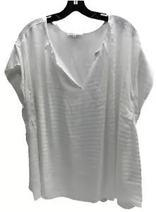 Calvin Klein Women's Short Sleeve Jaquard V-nevk Top White W4DAQ679 Size 3X - Picture 1 of 10