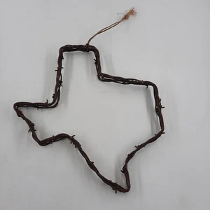 Barbed Wire Texas State Outline Antique 1920 Historical Rusted Wall Hanger Large - Picture 1 of 6
