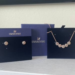 Swarovski Angelic Square Rose Gold Necklace and Matching Earrings Set