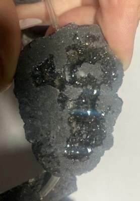 ONE STRAND Natural Titanium Coated Black Druzy Freeform 7 PCS BEAUTIFUL UNUSUAL! - Image 1 of 3