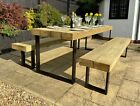 Garden Furniture Timber Sleeper Table & 2 x Bench Set 3.0M  