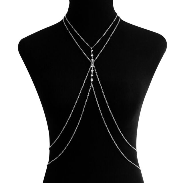 New Tassel Rhinestone Body Chain Bra Thong Women Sexy Bikini Set Crystal  Jewelry