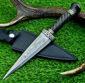 12.5" CUSTOM Handmade Hunting KNIFE Damascus Steel BLADE DAGGER W/SHEATH EX-7537