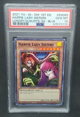 Yugioh PSA 10 GEM MINT Harpie Lady Sisters (Blue) LDS2-EN065 1st Edition - Image 1 of 2