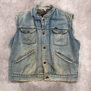 Vintage 50s Wrangler Blue Bell Sanforized Denim Jacket Blanket Lined Distressed - Picture 1 of 20