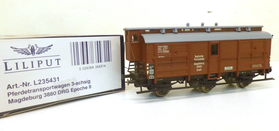 Liliput H0 235431 DRG-Pferdetransportwagen "Magdeburg" braun, 3-achsig, KK  H71 - Bild 1 von 1