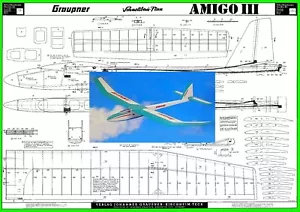 Graupner Model Airplane Plans (RC): AMIGO III 78" Wingspan Sailplane - Picture 1 of 4