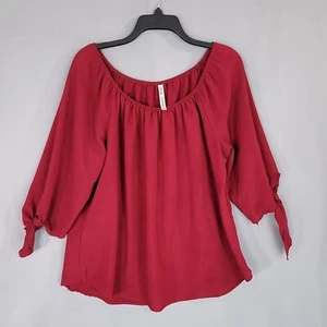 Simply Irresistible Women's Pullover Blouse Tie Sleeve Maroon Size M - Picture 1 of 8