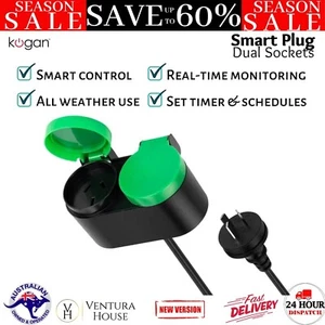 Kogan SmarterHome™ IP44 Outdoor Smart Plug Voice Command WiFi Dual Socket Outlet - Picture 1 of 12