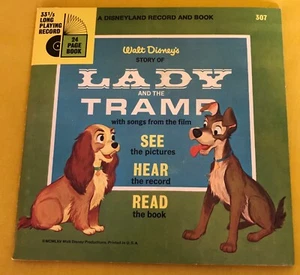Disneyland Lady and the Tramp Read Along Book and Record 1966 307 Disney - Bild 1 von 2