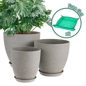 Gardrium Round Plant Flower Pots Plastic Large Planter Indoor Garden White - Picture 1 of 5