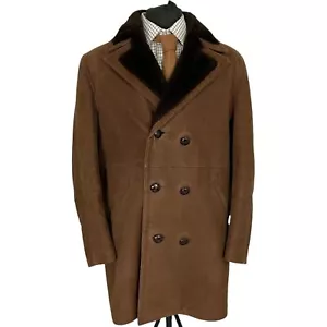Abrigo de Colección House Of Sears Abrigo Imitación Gamuza Grande Doble Pecho Años 70’s - Imagen 1 de 11