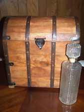 Rare Antique Small Dome Wooden Trunk--Liquor Chest--15.5" x 14.5" x9"  Iron Trim