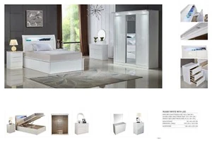 WHITE/BLACK HIGH GLOSS MDF WOODEN BEDROOM SET-FREE DELIVERY IN LONDON  - Picture 1 of 7