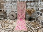 Vintage Flatweave Runner Carpet 3x12 Pink Wool Distressed Rug Hallway Kitchen