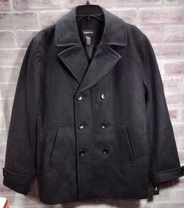 Claiborne Men's Peacoat Jacket Wool Charcoal Medium New - Picture 1 of 14