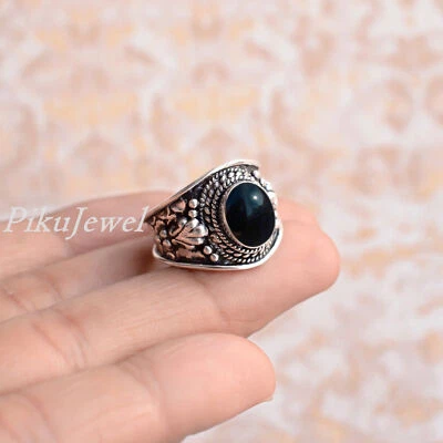 Anello portafortuna a grappolo fatto a mano in argento sterling 925 con... - Immagine 1 di 4