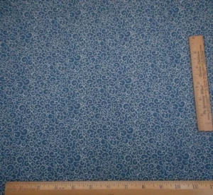 Civil War Reproduction Fabric 7/8+ Yard Beige Swirls on Dark Blue Cotton - Picture 1 of 2