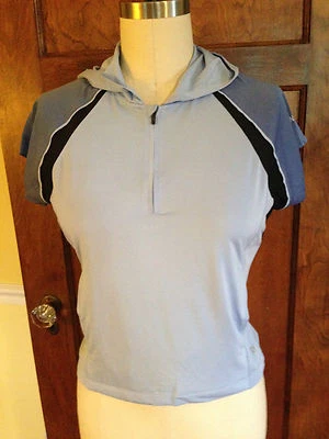 Gore Runner's World  M NWT Women's Blue Short Sleeve Knit Hoodie Top - Image 1 of 4