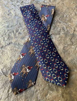 2 POLO 小马赛马马马术主题领带丝绸 Tommy Hilfiger Joe 拳击手 — 第 1/4 张图片