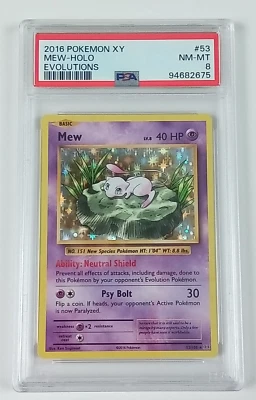 Mew 53/108 Evolutions Rare Holo PSA 8 Pokémon Card 2016 - Image 1 of 4