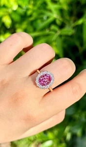 18ct Yellow Gold Genuine Dimond & Pink Sapphire Estate Classic Ring VS - Picture 1 of 5