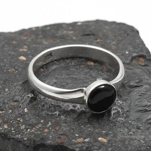 Black Onyx Gemstone Solid Silver Birthday Wife Band Promise Ethnic Ring Jewelry - Picture 1 of 9