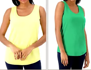 Conjunto de 2 camisetas sin mangas Belle by Kim Gravel Primabelle de punto - amarillo/verde, XS - Imagen 1 de 1