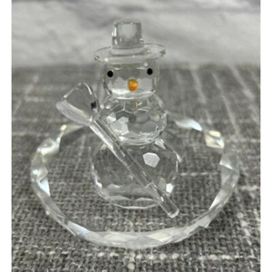 Lenox Snowman Votive Candle Holder Cut Glass Christmas Winter Holiday w Box 3.4" - Picture 1 of 7