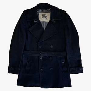 Abrigo Vintage Y2K Burberry Azul Marino Doble Pecho Guisante, Clásico Años 90 Retro Inteligente - Imagen 1 de 11