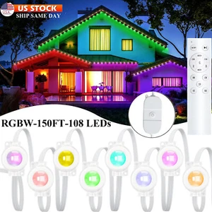 Outdoor Lights ,Permanent Outdoor Lights, 150FT with 108 Leds Christmas Lights - Picture 1 of 18