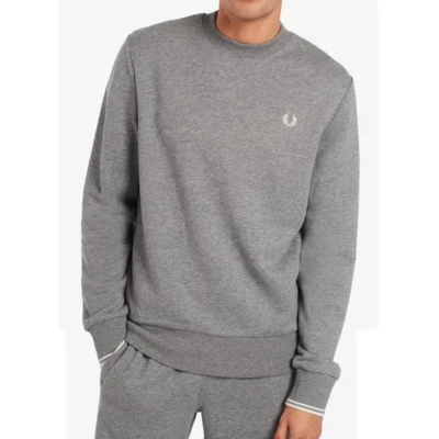 Moletom Fred Perry M7535 em Aço Cinza - Tamanho Pequeno - MSRP $125.00 NOVO NA CAIXA - Imagem 1 de 4