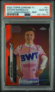 2020 Topps Chrome F1  70th  Red Refractor ￼  ~ Artem Markelov ~ PSA 10 RC