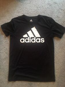 Adidas Youth Boys Girls Shirt Size Large 14/16 Black Short Sleeve Polyester EUC