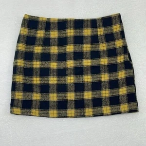 Forever 21 Plaid Mini Skirt Black Yellow Sz Medium - Picture 1 of 7