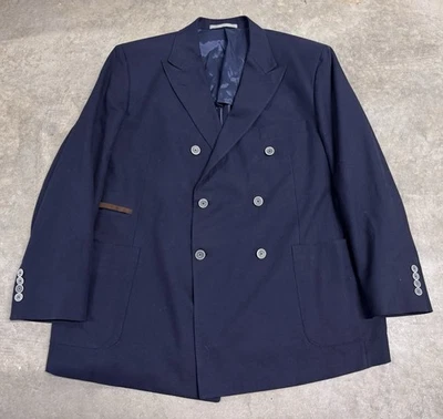 Chaqueta Blazer Hickey Freeman 1899 Doble Pecho 46r Pico Solapa Algodón Hecha en EE. UU. Foto 1 de 4