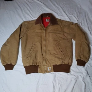 Giacca Carhartt vintage anni 90 taglia MEDIA marrone Santa Fe tela foderata con zip J13 BRN - Foto 1 di 7