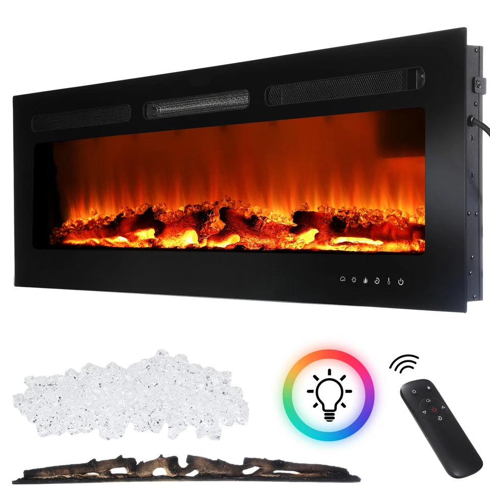 Electric Fireplace With Heater 1700W Electric Fireplace Remote Control 3D Flames Timer - Image 1 of 4