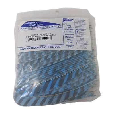 Paquete de 100 plumas Gateway 5" ala izquierda: parabólico imitación barrada azul 500LPBBL-100 Foto 1 de 3