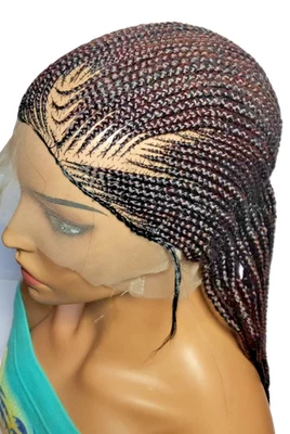 Reddish Brown Braided Wig Full Lace with Baby Hair. Fulani Braids. 30in - Image 1 of 4