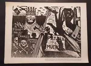 1961 Carlos M Diaz Gamez Original Political Woodcut Print Cuba Art Xylography 2 - Picture 1 of 9