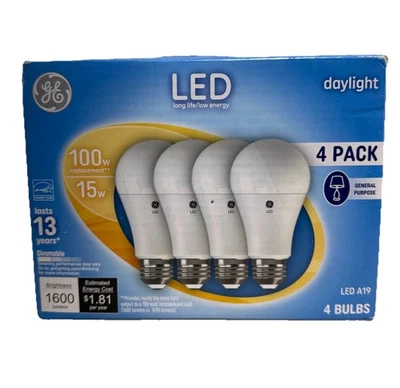 GE Daylight LED 100W Replacement Indoor General Purpose A19 Light Bulbs (4-Pack) - Image 1 of 2