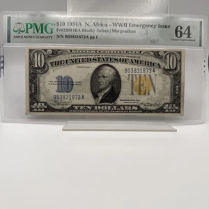 1934A $10 Silver Certificate North Africa WWII FR2309 64 PMG - Picture 1 of 2
