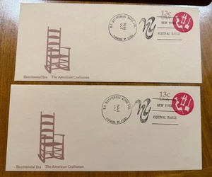 Two (2) FDC - 1976 Bicentennial Era - The American Craftsman - NY Festval Barge - Picture 1 of 5