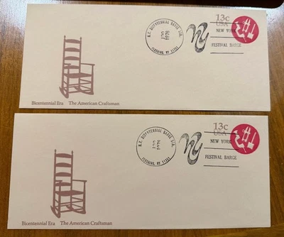 Two (2) FDC - 1976 Bicentennial Era - The American Craftsman - NY Festval Barge - Image 1 of 4